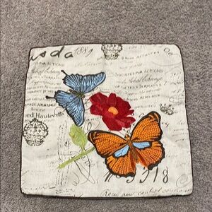 Floral and Butterfly Embroidered Pillow cover